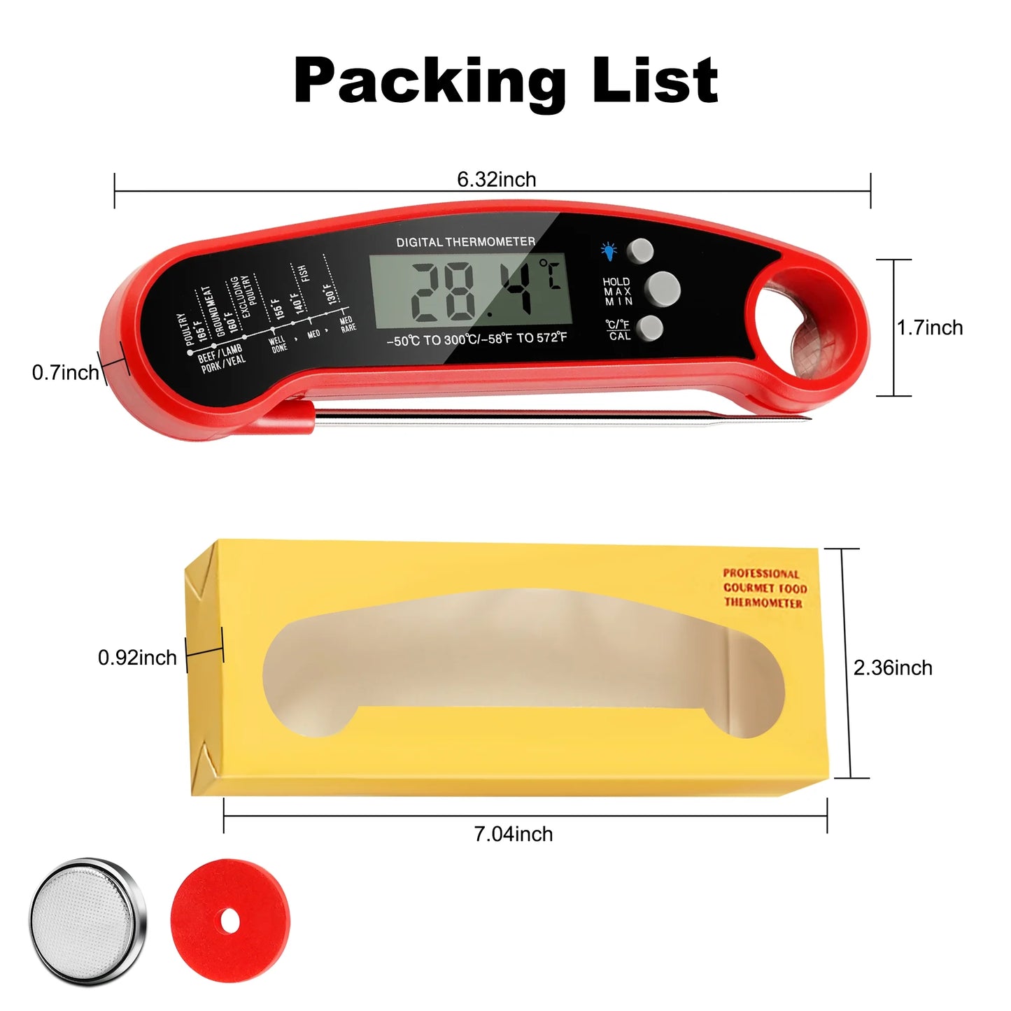 Digital Meat Thermometer Instant Read Food Thermometers for BBQ Grilling Cooking
